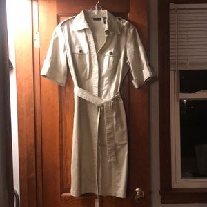 Khaki tan shirt dress